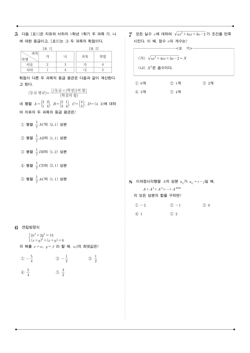 청원고등학교 2025년 1학년 1학기 기말고사 공통수학1 수학 기출문제 미리보기 2페이지