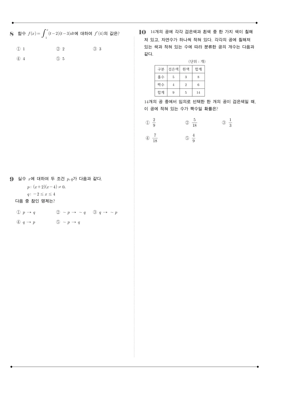 2017 고3 9월 평가원 수학 나형 수학 기출문제 미리보기 3페이지